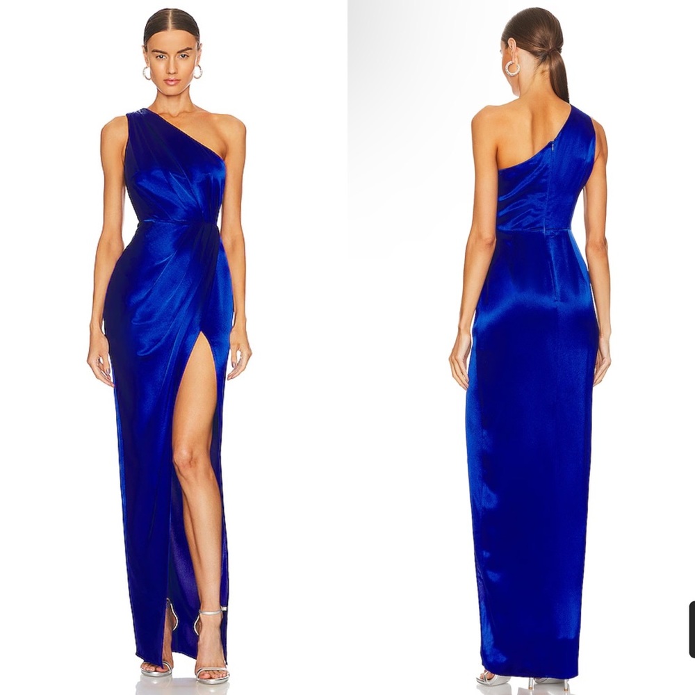 NWT NEW Sau Lee Preston One Shoulder Maxi Gown In Egyptian Blue